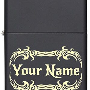 Custom Zippo Lighter Personalized Laser Engraved 'YOUR NAME' Tribal Tattoo Border Lighter Gift for Man or Woman