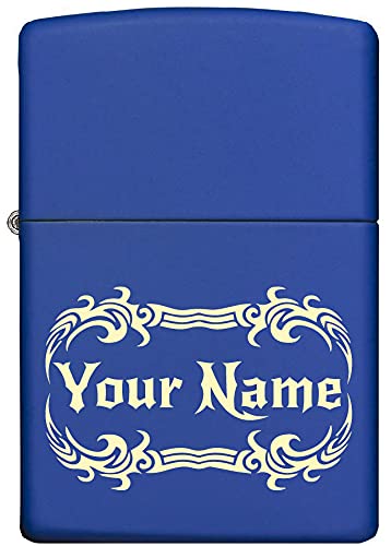 Custom Zippo Lighter Personalized Laser Engraved 'YOUR NAME' Tribal Tattoo Border Lighter Gift for Man or Woman