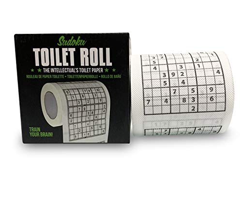 Hapros Funny Sudoku Toilet Paper Roll in Gift Box - Challenging Sudoku Puzzles On Every Sheet! Practical Joke Gag Gifts Bathroom Tissue Paper - Fits On Any Holder!