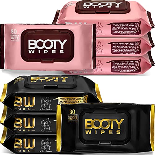 BOOTY WIPES - Couples Booty Bundle - 640 Flushable Wet Wipes for Adults, Infused with Aloe Vera & Vitamin E