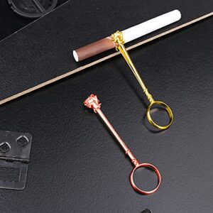 2 Pack 0.67 Inch Smoke Cigarette Blunt Joint Holders Ring Clip for Women Ladies Smoking Weed, Elegant Finger Ring Smoker Holder for Men,Rose&Gold Ciggaret Holder Great Gifts Protects Fingers