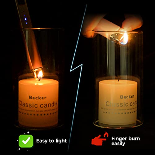 Bswalf Lighter Candle Lighter, Electric Lighter USB Rechargeable Lighters Have Triple Safety and LED Battery Display, Windproof Flameless Plasma Arc Lighter for Candle Camping Grill (Rose Gold)