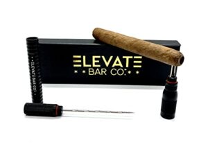 elevate bar co.™ heavy duty 4-in-1 cigar punch tool, dual size punch (20 – 70 gauge cigar), enhance draw pick tool, and 2-prong nubber