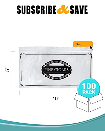 APQ Polyethylene Slide Seal Lock Cigar Bags 10 x 5, Clear Small Plastic Bags Zip Pack of 100, Slide Top Closure Zipper Bags 10x5, Plastic Zip Bags Small, 3 Mil Plastic Bags, Resealable Plastic Bags