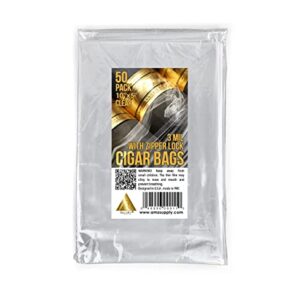 APQ Polyethylene Slide Seal Lock Cigar Bags 10 x 5, Clear Small Plastic Bags Zip Pack of 100, Slide Top Closure Zipper Bags 10x5, Plastic Zip Bags Small, 3 Mil Plastic Bags, Resealable Plastic Bags