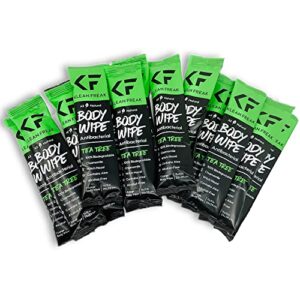 klean freak body 12-count wipes – original disposable wipes, individually wrapped for the gym, workout, hiking, travel, and sport (tea-tree)