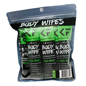 KLEAN FREAK Body 12-Count Wipes - Original Disposable Wipes, Individually Wrapped for the Gym, Workout, Hiking, Travel, and Sport (Tea-Tree)