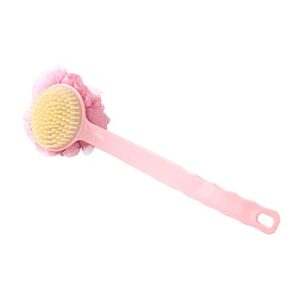 ingvy dry brushing body brush kitchen dish cleaning brushes long handle rubbing back bath brush flower ball for adult soft hair dual purpose washing dishes (color : pink)