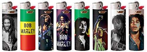 BIC Pocket Lighter, Special Edition Bob Marley Collection, Assorted Unique Lighter Designs, 8 Count Pack of Lighters