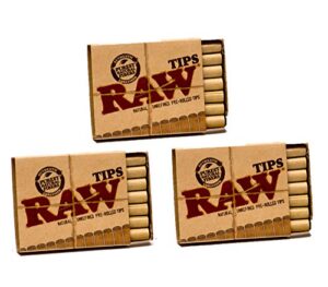 raw natural unrefined pre-rolled filter tips 21 count (pack of 3)