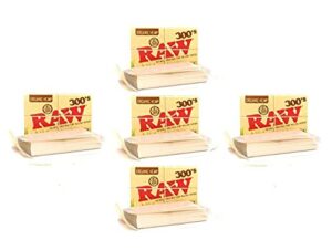 raw 300 organic 1.25 1 1/4 size rolling papers 5 pack = 1500 leaves, tan, 300 count (pack of 5)
