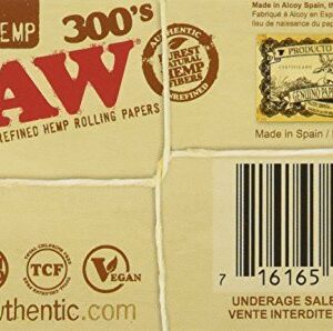 RAW 300 Organic 1.25 1 1/4 Size Rolling Papers 5 Pack = 1500 Leaves, Tan, 300 Count (Pack of 5)