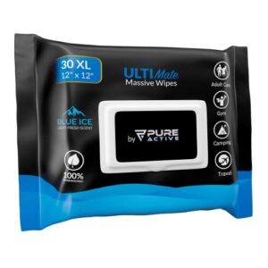 body wipes for men – 30 extra large body wipes for camping 12″x12″ body wipes after workout – deodorizing mens shower wipes in travel – extra thick face wipes – shower wipes for men adult bathing