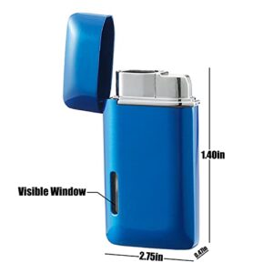 Futlidys 2 Pack Mini Torch Lighter Butane Refillable, Double Flame Butane Lighter with Visible Window, Adjustable Jet Lighter, Great Gifts for Men and Women, Without Gas (Blue)