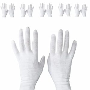 12 pieces / 6 pairs of white work gloves for cleaning services, coin and jewellery inspection XL (White, XL)