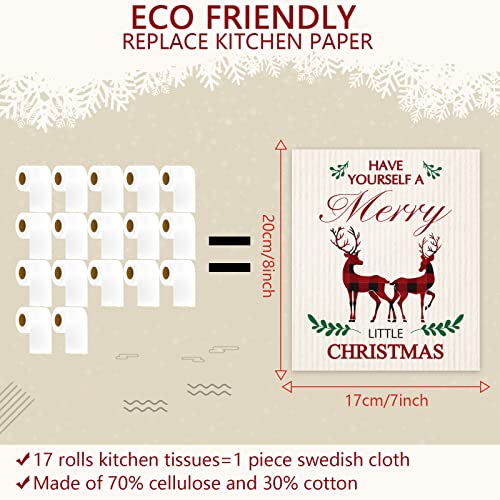 6 Pieces Christmas Swedish Dishcloths Durable Xmas Swedish Cleaning Cloths Absorbent Fast Dry Kitchen Towels for Christmas Cleaning Cloths for Kitchen Bathroom Office Wedding Housewarming