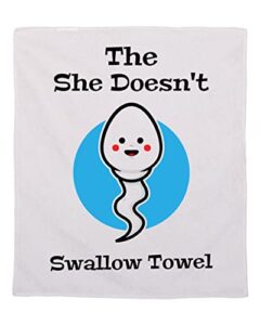 mari kyrios she doesn’t swallow cum rag sex towel funny wipe cleanup cloth 16×16 inches
