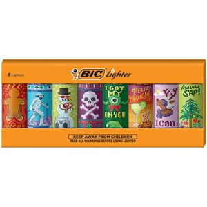 bic special edition holiday series lighters, set of 8 lighters