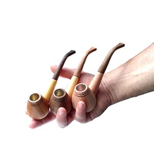 Set of 3 Tobacco Pipe – Handmade Wooden Smoking Pipes for Tobacco and Herbs – Unique 100% Natural Long Smoking Pipes