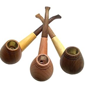 Set of 3 Tobacco Pipe – Handmade Wooden Smoking Pipes for Tobacco and Herbs – Unique 100% Natural Long Smoking Pipes