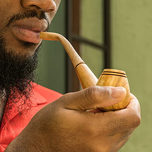 Set of 3 Tobacco Pipe – Handmade Wooden Smoking Pipes for Tobacco and Herbs – Unique 100% Natural Long Smoking Pipes