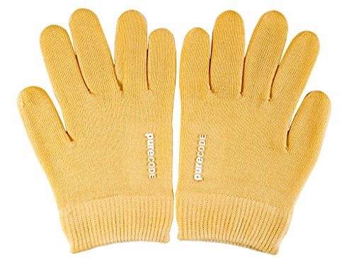 PURECODE Moisturizing Gel Gloves for Dry Skin, Dry Hands, Cracked Skin, Rough Skin, Medium (Yellow),