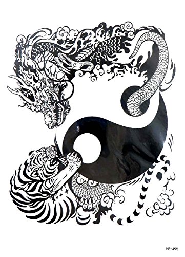 10 sheets dragon yinyang koi large 8.25" half-sleeve arm tattoo good fake tattoos