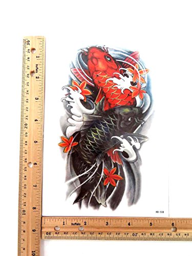 10 sheets dragon yinyang koi large 8.25" half-sleeve arm tattoo good fake tattoos