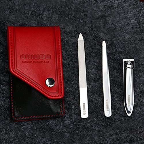 Manicure Set Small Nail Clippers -3 Pieces Stainless Steel Pedicure Kit, Family Professional Grooming Kits, Fingernail Care Tools with Luxurious Travel Case Men Women