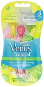 gillette venus tropical women’s disposable razor, 3 count, womens razors / blades