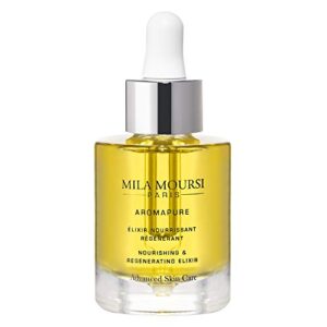 mila moursi | aromapure nourishing & regenerating elixir | anti aging face serum with quercetin for brighter skin tone | deeply nourishing advanced skincare formula with aromatic essential oils