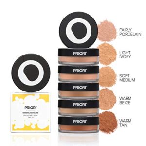 Priori Skincare All-Natural Mineral Skincare Powder SPF 25 Sunscreen, Antioxidant, Flawless Coverage, Loose Mineral Foundation Makeup, Dermatologist Tested