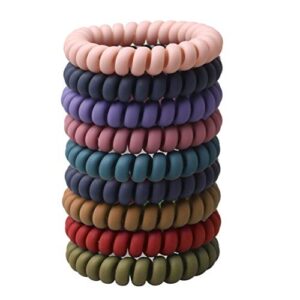 pengxiaomei 10 pcs spiral hair ties, colorful matte hair ties for thick/thin hair, ponytail holder coil hair ties for women in 10 style colors,hair styling accessories