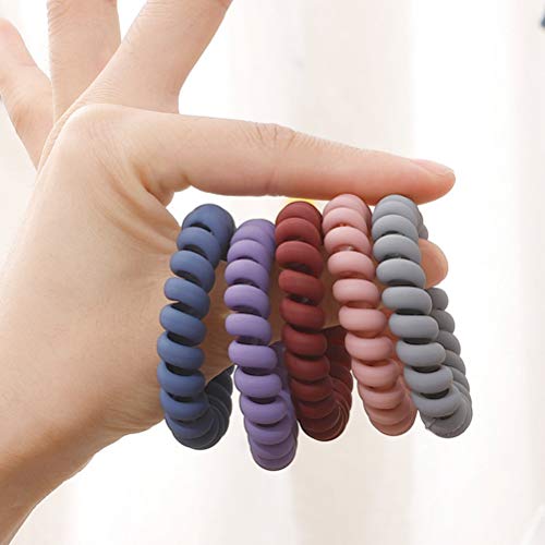 Pengxiaomei 10 Pcs Spiral Hair Ties, Colorful Matte Hair Ties for Thick/Thin Hair, Ponytail Holder Coil Hair Ties for Women in 10 Style Colors,Hair Styling Accessories