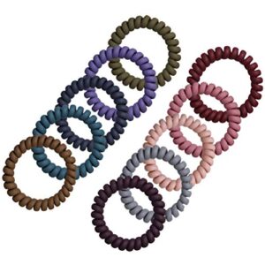 Pengxiaomei 10 Pcs Spiral Hair Ties, Colorful Matte Hair Ties for Thick/Thin Hair, Ponytail Holder Coil Hair Ties for Women in 10 Style Colors,Hair Styling Accessories