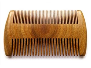 myhsmooth gs-sm-nf handmade natural green sandalwood no static comb pocket comb perfect beard comb with aromatic scent for long and short beards perfect mustache comb(4″ long two sides)