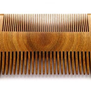 Myhsmooth GS-SM-NF Handmade Natural Green Sandalwood No Static Comb Pocket Comb Perfect Beard Comb with Aromatic Scent for Long and Short Beards Perfect Mustache Comb(4" Long Two Sides)