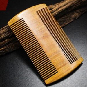 Myhsmooth GS-SM-NF Handmade Natural Green Sandalwood No Static Comb Pocket Comb Perfect Beard Comb with Aromatic Scent for Long and Short Beards Perfect Mustache Comb(4" Long Two Sides)