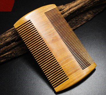 Myhsmooth GS-SM-NF Handmade Natural Green Sandalwood No Static Comb Pocket Comb Perfect Beard Comb with Aromatic Scent for Long and Short Beards Perfect Mustache Comb(4" Long Two Sides)