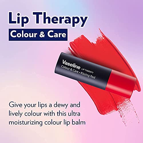 Vaseline Lip Therapy Color & Care | Tinted Lip Balm | Lip Moisturizer | Kissing Red, 4.2g