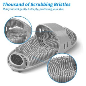 Kibhous Silicone Shower Foot Scrubber Personal Foot Massage and Cleaning with Soft Silicone Bristles and Non-Slip Suction Cups, Foot Scrubbers for Use in Shower Men and Women (1PCS Gray)