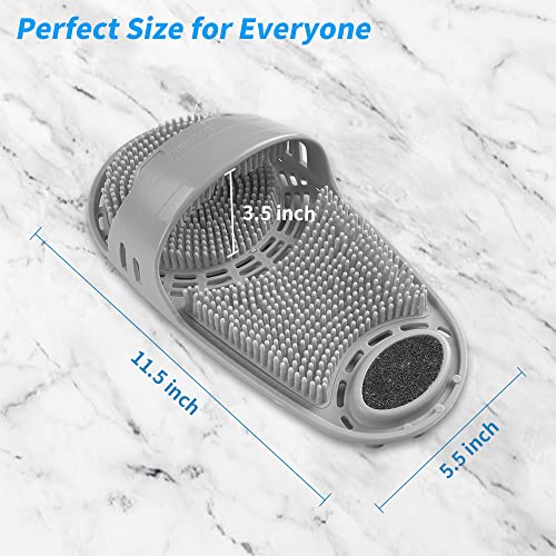 Kibhous Silicone Shower Foot Scrubber Personal Foot Massage and Cleaning with Soft Silicone Bristles and Non-Slip Suction Cups, Foot Scrubbers for Use in Shower Men and Women (1PCS Gray)