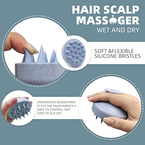 Hair Towel Gift Set, 3 Pcs Microfiber Fast Dry Hair Caps Bath Sponge Scalp Comb Bathroom Supplies Set (Blue)
