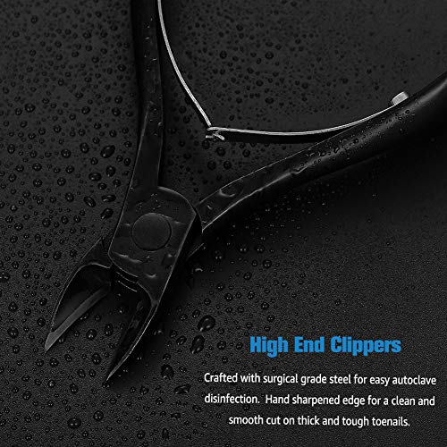 FERYES Toenail Clippers for Thick,Fungal or Ingrown Toenails - Large Handle Toenail Cutters, Podiatrist Recommended 4R13 Stainless Steel Nail Clippers - BLACK
