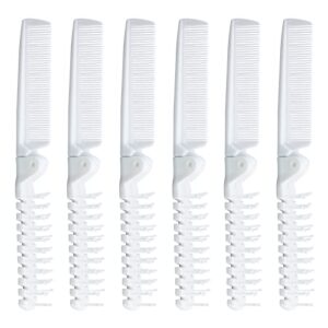 antrader foldable travel pocket hair comb & brush combo styling tool men women combs white pack of 6