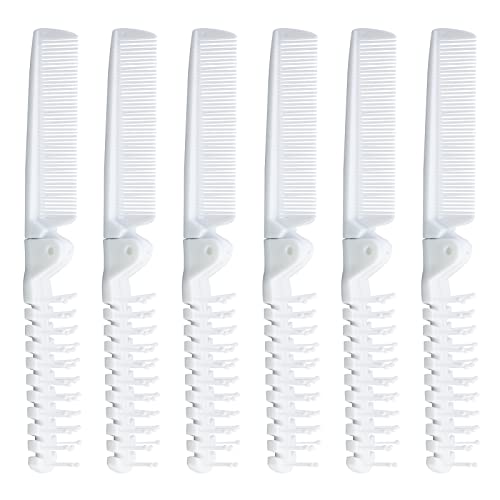 Antrader Foldable Travel Pocket Hair Comb & Brush Combo Styling Tool Men Women Combs White Pack of 6