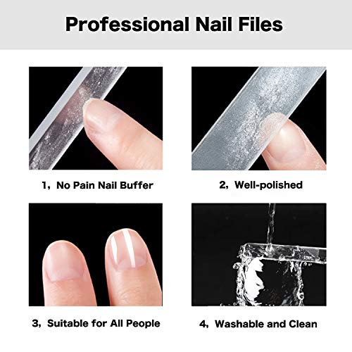 Glass Nail Shiner, Mopcoder Nail Files Polisher Professional Crystal Manicure Tools Kit for Natural Nails