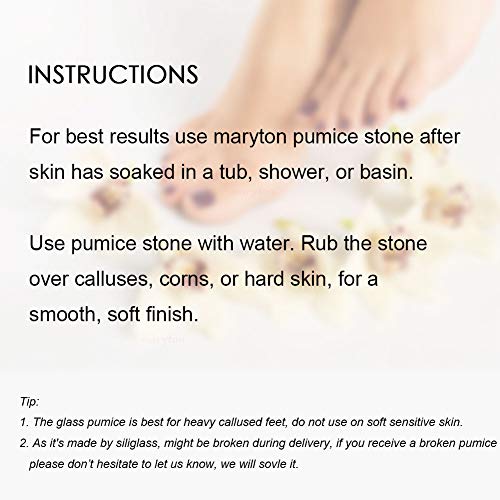 Maryton Pumice Stone for Feet, Double Sided Pedicure Tools Hard Skin 100 % Siliglass Callus Remover, Exfoliates Feet & Smooths Skin