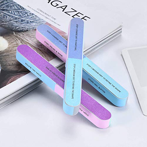 12 PCS IFUNSON Professional 7 Way Nail File and Buffers for Women Girls, Natural Emery Boards