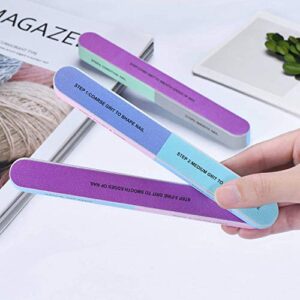 12 PCS IFUNSON Professional 7 Way Nail File and Buffers for Women Girls, Natural Emery Boards